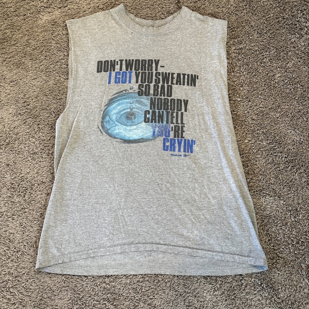 Reebok Basketball Nobody Can Tell Youre Cryin Tank Top Muscle Shirt size Large L